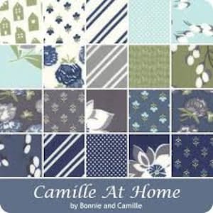 At Home Jelly Roll Camille&#39;s House - Moda - Wyprzedane - Trudno znaleźć - Niebieski Aqua Granatowy Zielony materiał Paski