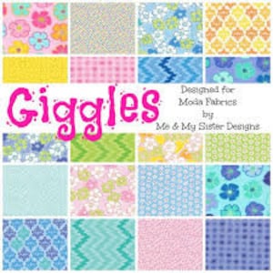 Giggles 1/2 yard Snickering Blue Me & My Sister Designs - Moda - Out of Print - 100% Cotton fabric