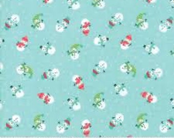 By the 1/2 yard - Snow Day - Lil Snowman - Aqua - Stacy Iest Hsu - Moda - Out of Print - 100% cotton fabric