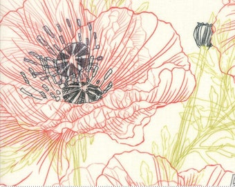 Poppy Mae 30x44&quot; Poppy Cloud - White - Robin Pickens - VHTF - OOP - Moda - cotton quilting craft fabric