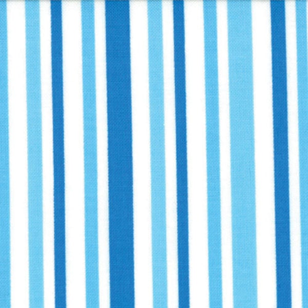 By the HALF yard - Ticklish - Laughing Stripes - Blue - Me & My Sister Designs - Moda - 100% Cotton quilting fabric