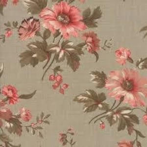 Atelier De France 1/2 YARD Taupe Floral - French General - Moda - Tecido 100% algodão - Fora de catálogo