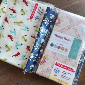 Cherry Orchard Vintage Picnic Jolly Bar Fat Quarter Shop Quilt Kit 38x42 and Backing