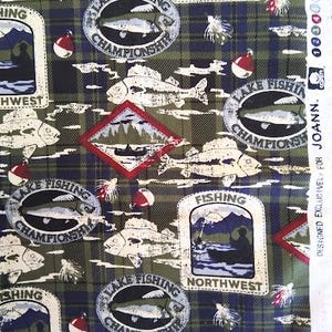 Fishing Lake 1/2 yard JoAnn Crafts 100% Cotton Fabric
