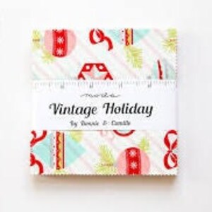Vintage Holiday Charm Pack Bonnie and Camille - Moda - 100% Cotton Fabric - Precut 42 five inch squares - Christmas