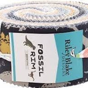 Fossil Rim 2.5 Inch Rolie Polie 40pcs Riley Blake - Deena Rutter Out of print Dinosaurs Precut Strips Jelly Roll