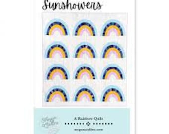 Sunshowers Quilt Pattern, Rainbow Quilt, Modern Curves Quilt, Rainbow Baby Quilt, Throw Size Quilt, Modern Rainbow Pattern