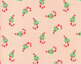 Christmas Pink Candy Cane 1/2 yard Urban Chiks - Moda Fabrics - OOP - Seasonal vintage look fabric