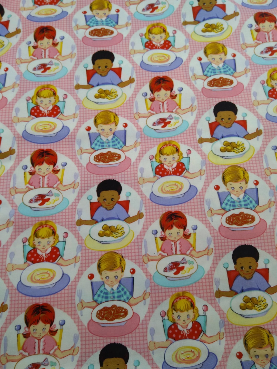 By the 1/2 Yard Let's Eat Michael Miller Fabrics Child Eating Fabric