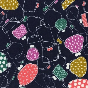 By the 1/2 yard - Cotton and Steel - Rashida Coleman-Hale - Mochi - Gamaguchi - Purses - Out of print - Navy - Cotton fabric