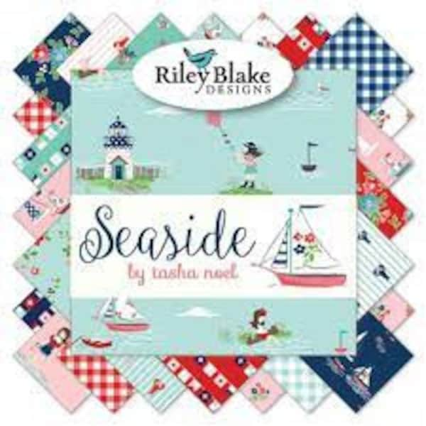 Seaside Layer Tasha Noel Cake 42 ten inch squares Riley Blake Designs - Rare - OOP - Retro little girl cotton quilting fabric