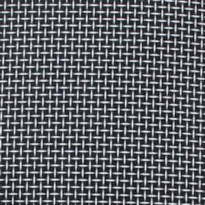 以下が含まれることがあります： 黒と白の織り生地で、幾何学模様が施されています。生地は光沢があり、滑らかな質感です。