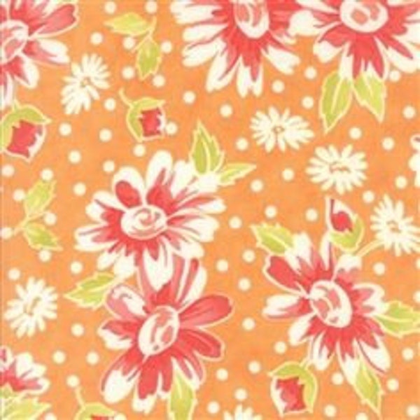 By the 1/2 yard - Coney Island - Daisies on Orange - 20280 15 - Fig Tree - Moda - Out of Print - Cotton Fabric