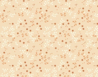 Best of Teagan Vitt 86x112 cm ton-i-ton blommigt tyg i björk - 100 % ekologisk bomullspoplin - Sällsynt