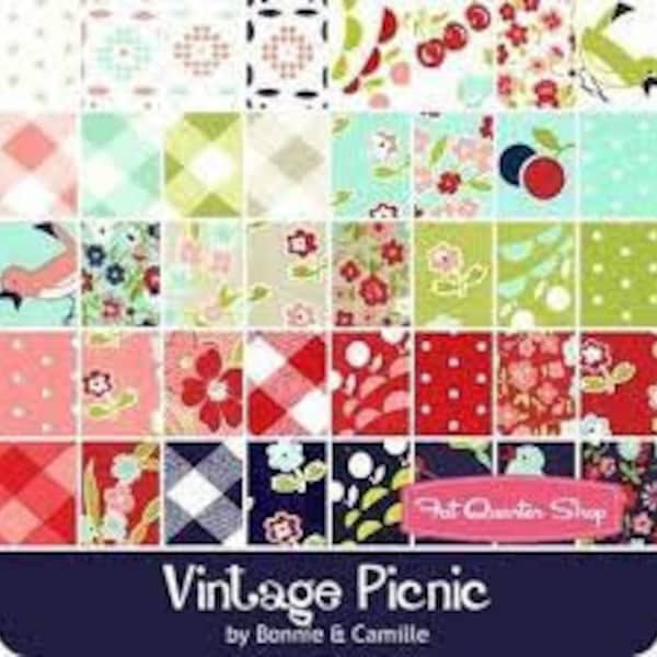 Vintage Picnic Charm Pack Bonnie & Camille - Moda - OUT OF PRINT - Precut five inch squares cotton fabric