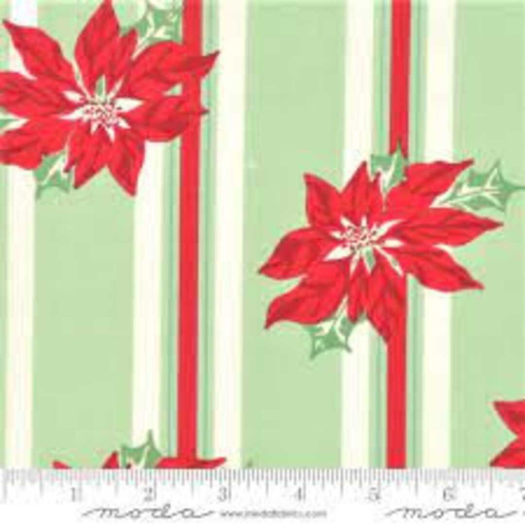 Moda Sweet Christmas Continuous HALF YARD 31150 14 Spearmint Poinsettia
