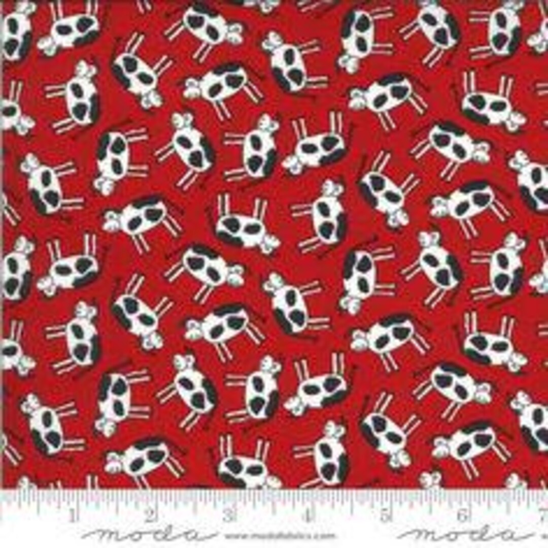 Animal Crackers 1/2 Yard Sweetwater Apple Red Cow Moda Out of Print ...