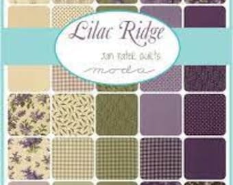 Lilac Ridge Layer Cake Jan Patek - Moda - OOP - Purple green tan precut cotton quilting fabric squares