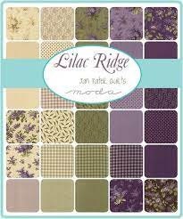 Lilac Ridge Layer Cake Jan Patek - Moda - OOP - Purple green tan precut cotton quilting fabric squares