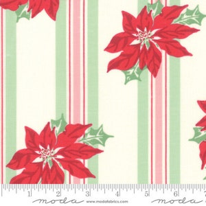 Süßer Weihnachtspoinsettia Streifen Marzipan Endlos Baumwollstoff Urban Chiks - Moda Fabrics - Urlaub Retro Quilting