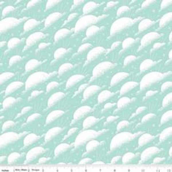 Riley Blake Designs Continuous HALF YARD Dorothy's Journey by Jill Howarth - Sky Mint Sparkle SC8685-MINT - Cotton Woven Fabric