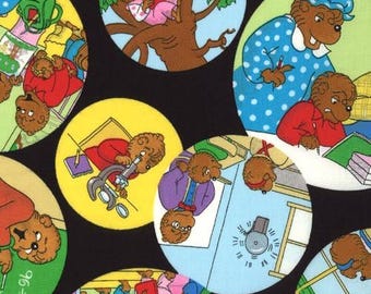 Bear Country School 21x44" Berenstein Bears Moda VERGRIFFEN Vintage Baumwollstoff