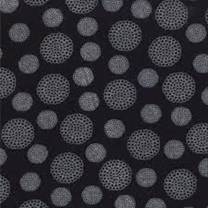 May include: A black background with a repeating pattern of white circles. Each circle has a textured, dotted design.