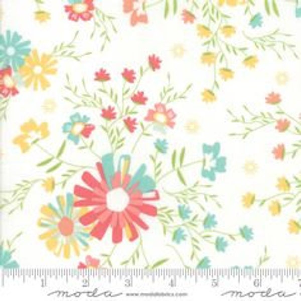 Sunnyside Up 21x44" Fluffy - White Floral - Corey Yoder - Coriander Quilts - Moda - OOP - Cotton Fabric