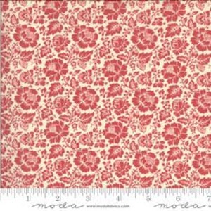 La Rose Rouge Continua 1/2 YARD Perla Descolorida Rojo Francés General - Moda - Agotado - Tela 100% Algodón