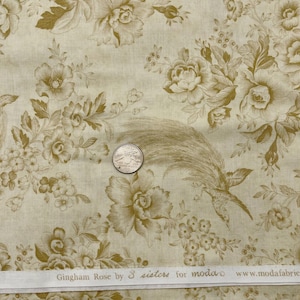 Gingham Rose 1/2 jarda 3 Sisters Cream Bird Floral Moda Fabrics WYPRZEDANE Tkanina bawełniana