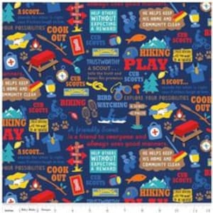Cub Scouts Riley Blake 1/2 yard Main Print - Navy - Out of Print - 100% Cotton Fabric