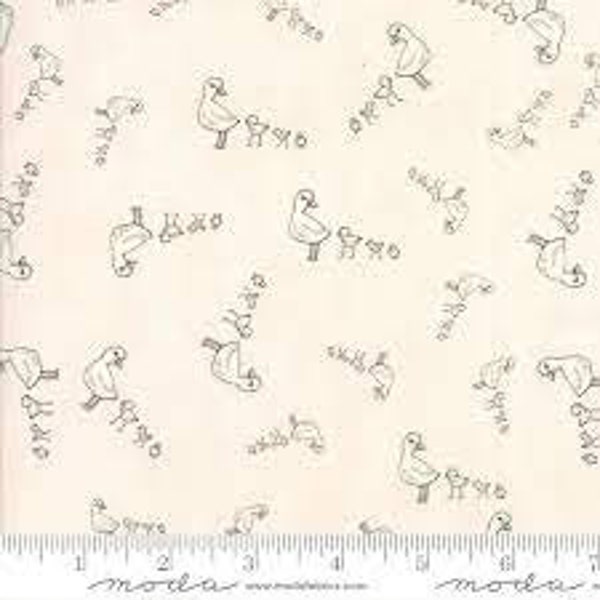By the 1/2 yard- Darling Little Dickens- Chicks - Pink - Moda - Out of Print - Nursery - Cotton Fabric