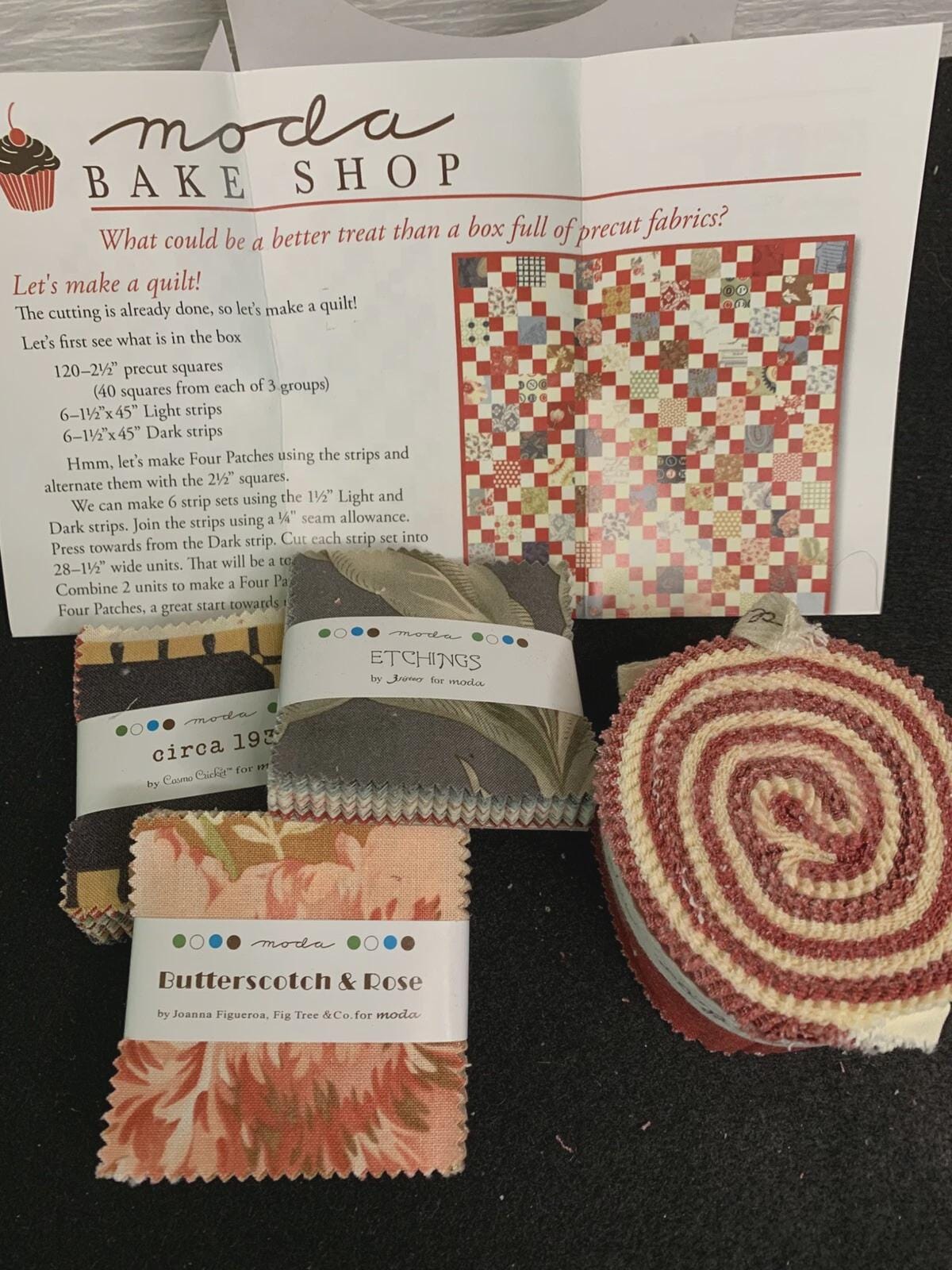 Moda Bake Shop Precut Fabric Project Butterscotch & Rose, Etchings ...