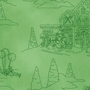 Gingerbread Christmas 1/2 yard Houses on Green Maywood Meg Hawkey of Crabapple Hill Studio OOP