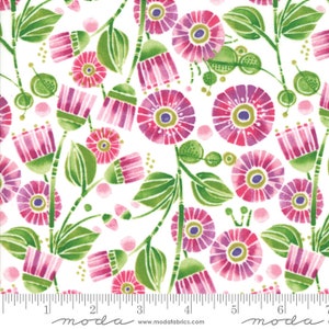 Sweet Pea and Lily 1/2 yard White 48641 11 Robin Pickens - Moda - 100% Cotton Fabric - Out of Print