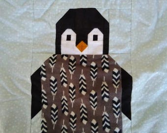 Penguin Pillow FLANNEL 15x16" Elizabeth Hartman's Penguin Party Pattern Prewashed