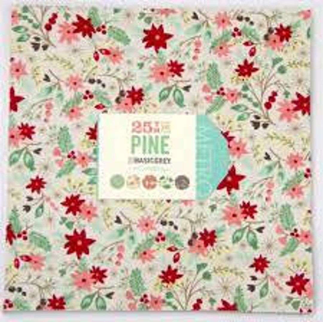 Cotton Quilt Fabric Hats N Holly Christmas 10 Squares Layer Cake