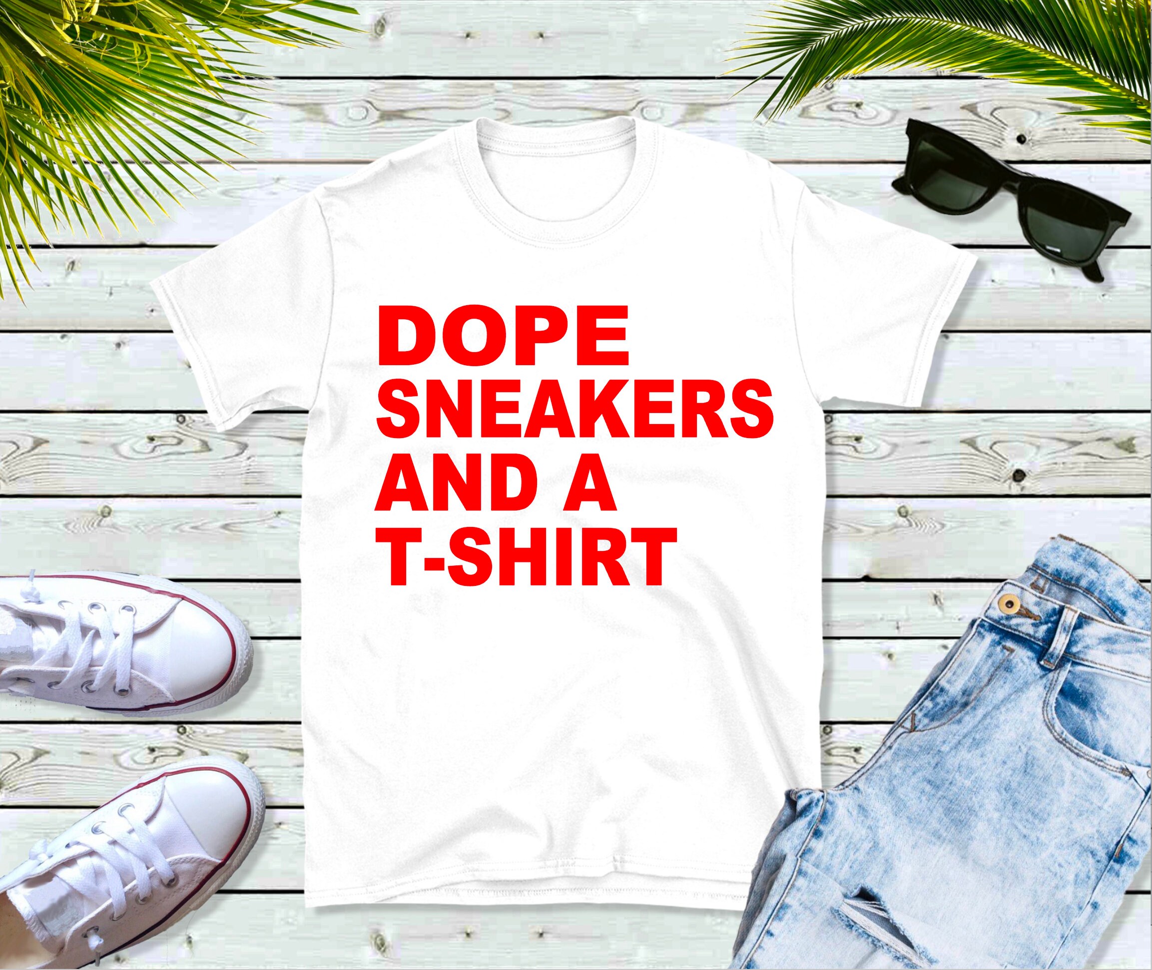 Dope Sneakers and a T-shirt SVG PNG Mockup Included - Main Image