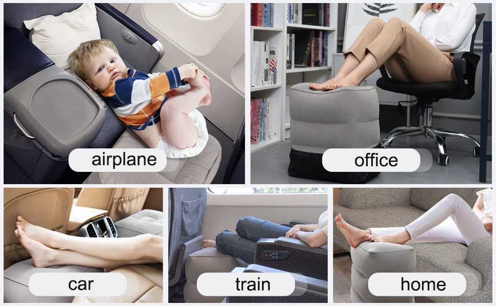Koala Kloud Travel Foot Rest - Inflatable Foot Rest Pillow, Airplane Footrest for Flights, Car Seat Foot Rest, Airplane Bed for Toddler Airplane