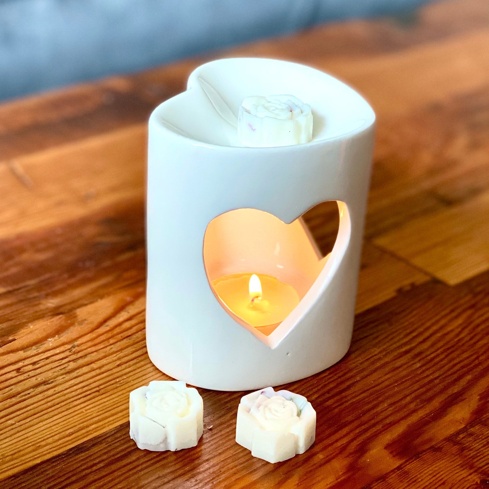 Heart Ceramic wax melt burner with set of 6 wax melts choose Etsy