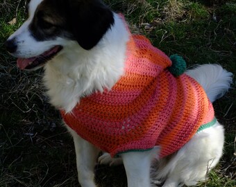 Furry Fashion: Pink and Orange Dog Hoodie with Playful Pom-Pom, Handknitted Dog Clothing for Winter, Warm Cozy and Stylish Pet Accessories