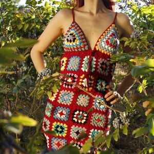 Customizable Crochet Granny Square Patchwork Dress Clothing ...
