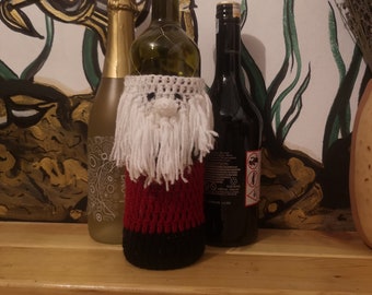 Christmas Santa Klaus Drink Holder Bag Cozy, Santa Themed Gift for Christmas, Christmas Themed Small Unisex Gift for Her Him