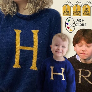 Wemel trui Harry Potter kerstinitialen trui Aangepaste Weasley kerstcadeau voor haar hem baby peuter Valentijnsdag cadeau afbeelding 1