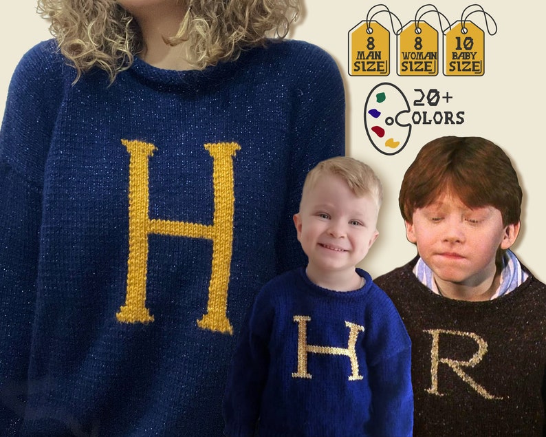 Wemel trui Harry Potter kerstinitialen trui Aangepaste Weasley kerstcadeau voor haar hem baby peuter Valentijnsdag cadeau afbeelding 1