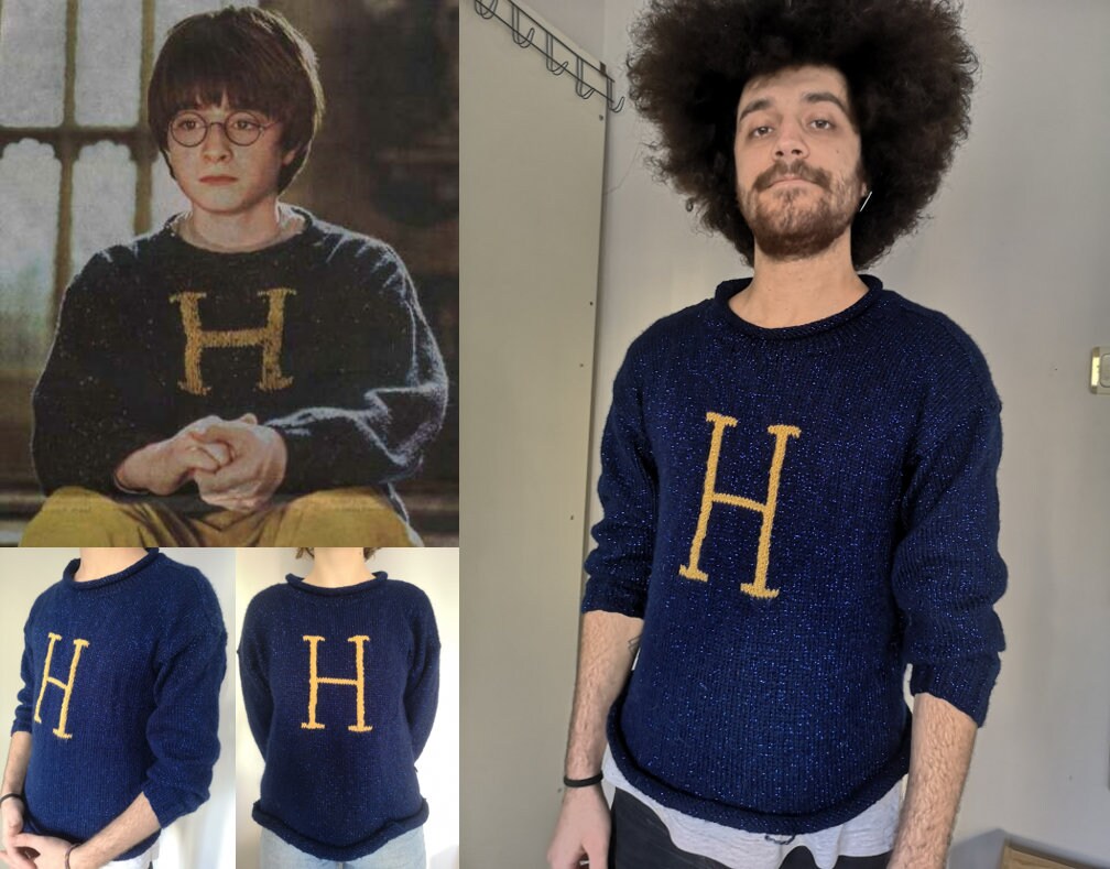 Hand Knit Personalized Monogram Weasley initial Sweater | Etsy