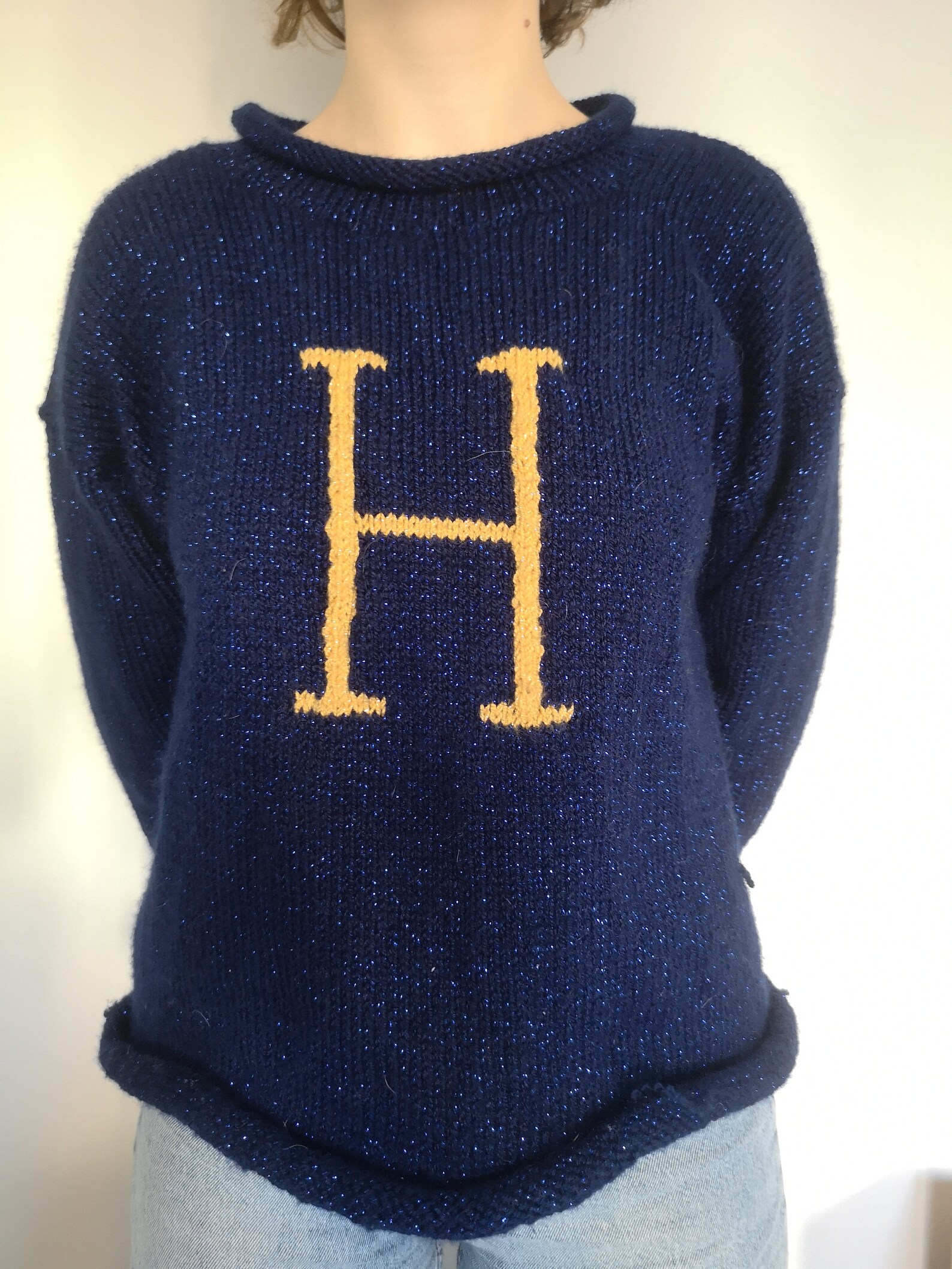 Hand Knit Personalized Monogram Weasley initial Sweater | Etsy