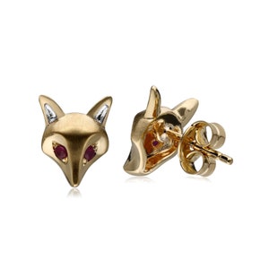 Ruby Fox Earrings In 9ct Brushed Yellow Gold image 2
