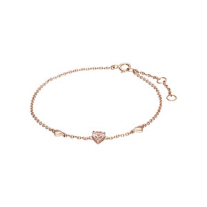 Pink Morganite Heart Bracelet in 9ct Rose Gold