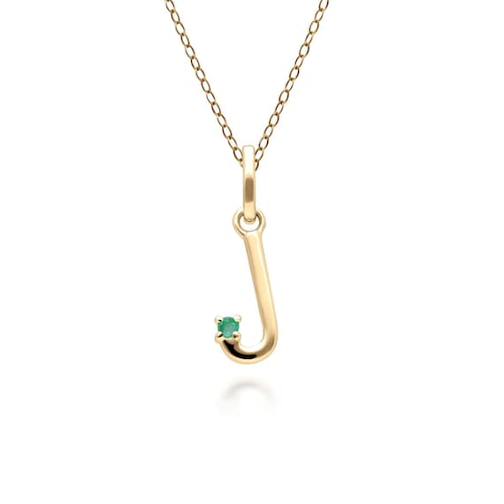 Emerald initial necklace deals